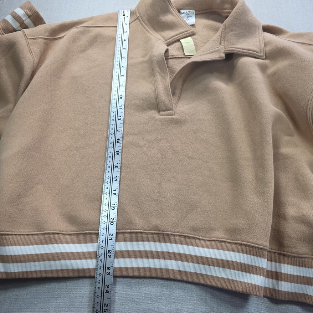 OFFLINE by Aerie Cloud NWT Fleece Polo Sweatshirt XXL Beach Dune Oversized Crop - Picture 7 of 10